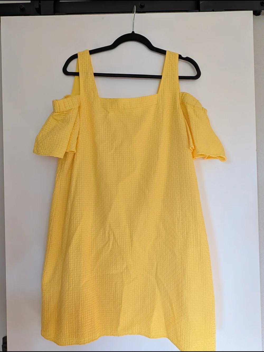 J. Crew Bright Yellow Cold-Shoulder Textured Sundress